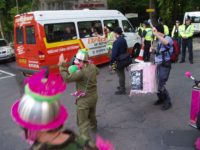Officials arrive at the Marriott
