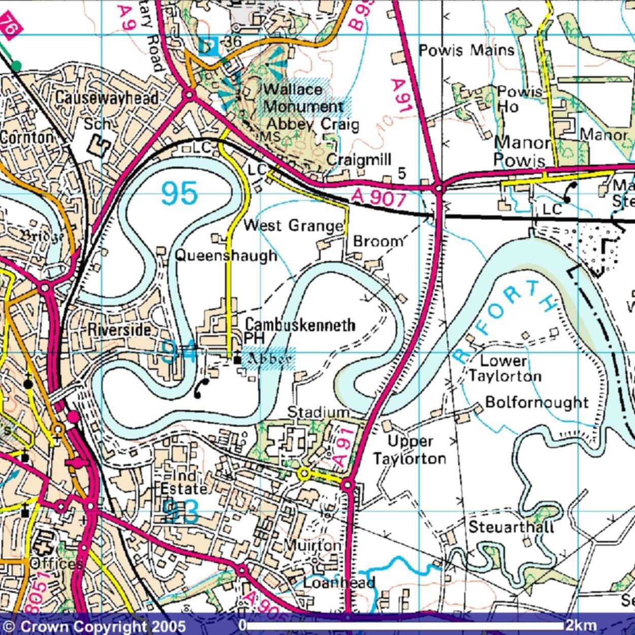 Burrough Meadow in loop of river Forth behind Football ground