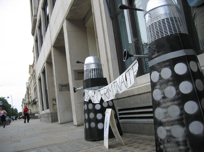Dr Who Crew meet Daleks at BBC action.