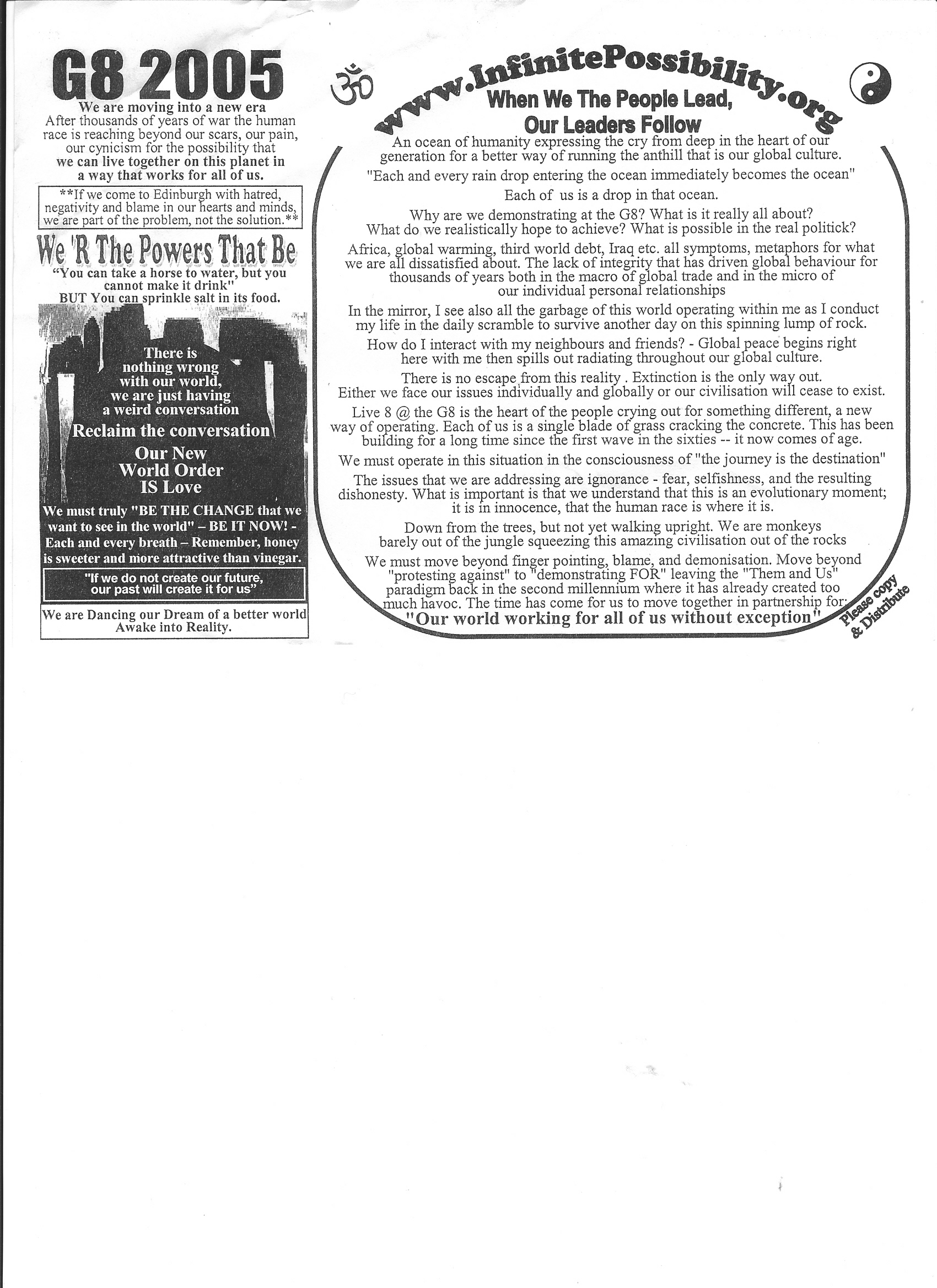 flyer for the G8 gathering