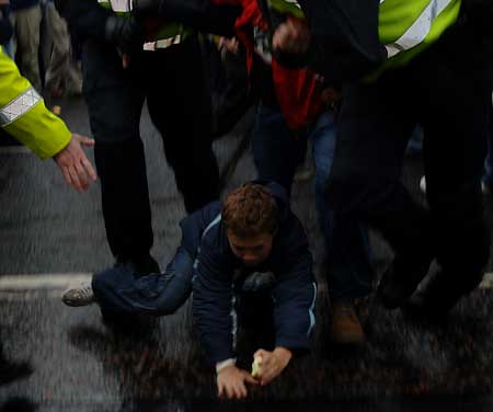 pushed to the ground