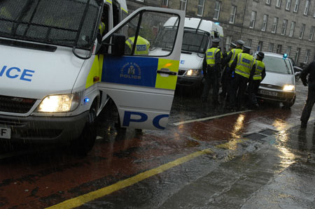 The police dissappear as the group hits the meadows