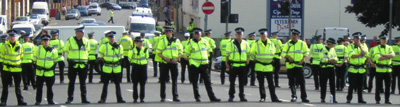 Line of Police on the Bridge