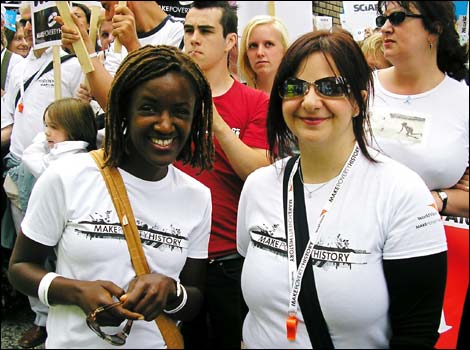 Diane Louise Jordan marches with the Make Poverty History protesters