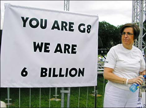 'You are G8, we are 6 billion' message