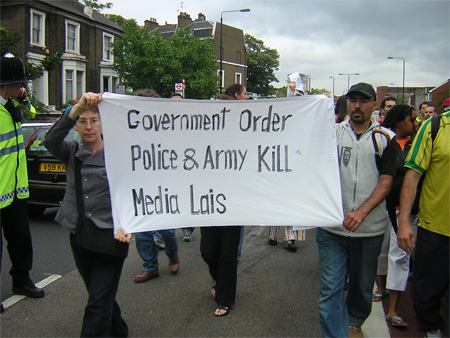 A banner in the demonstration