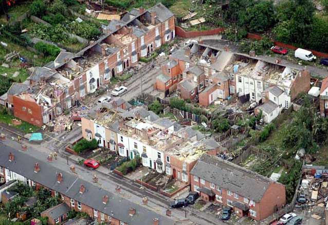 Aerial view of the devastation