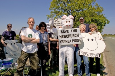 Weekly Sunday afternoon protest outside the farm
