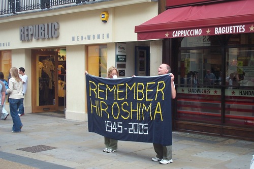 'Remember Hiroshima' banner