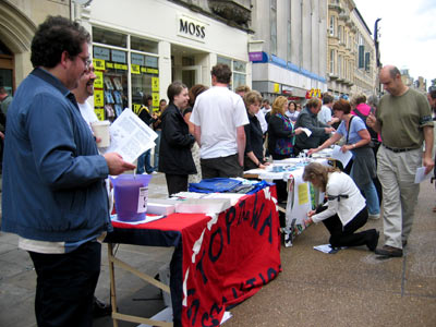 Peace group stalls