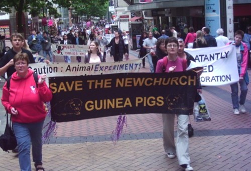 On the march along New Street