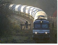 Train carrying nuclear waste in "Castor" caskets.