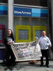 Liverpool protesters picket Blue Arrow office