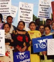 Sacked Gate Gourmet workers demonstrate at Heathrow Airport