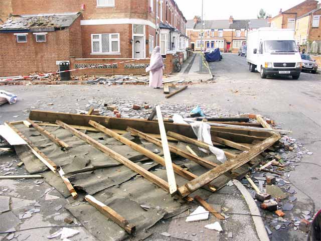 What's left of the roof