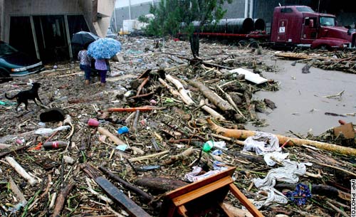 debris from a landslide