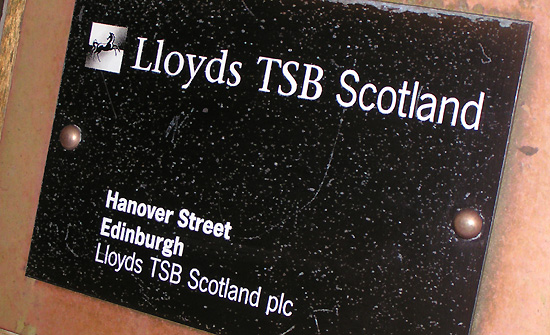 Lloyds TSB Scotland Hanover Street Name Plate