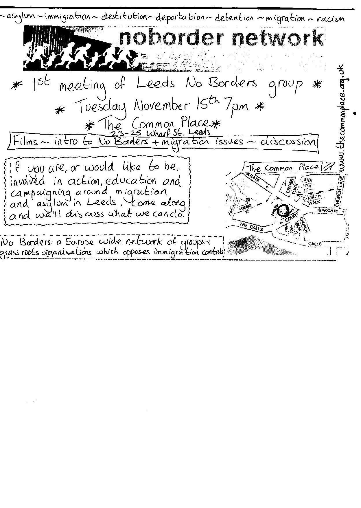 No Borders Leeds flyer