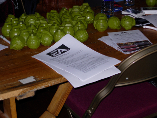 Toy grenades on the Electronic Arts stand (games company)