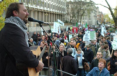 David Rovics plays at the American Embassy.