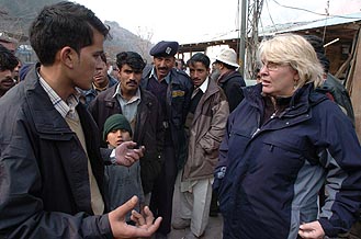 Maxine Bowler with locals in Chinari
