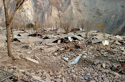 The refugee town of Kamsar. Every building destroyed.