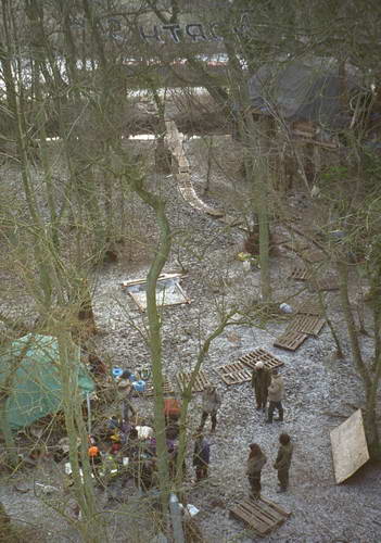 frosty Kennet camp with the huge mothership tree house in the background