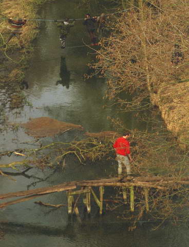 the famous rickety bridge which also had a rope bridge bypass