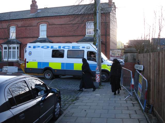 Police parked at the top of the Monkey Steps