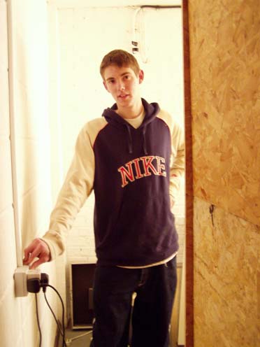 Techie Matt turns off the transmitter.