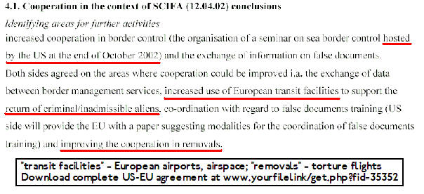 Passages of CIA/EU pact highlighted