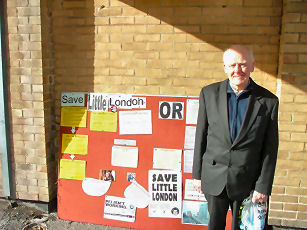 Lloyd, a tenant of 40 years, stands proudly with the "counter exhibition"