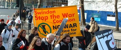 Swindon Stop the War banner