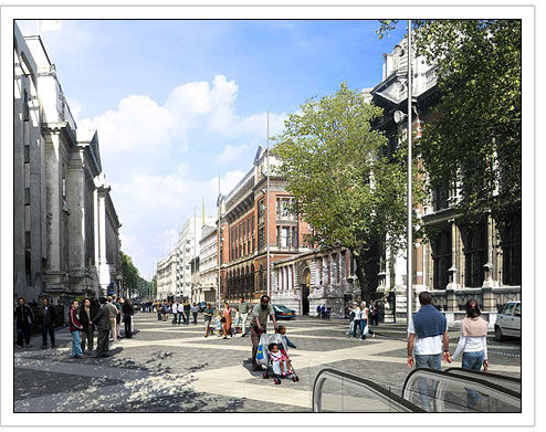 Artist impression of shared street in Exhibition Road