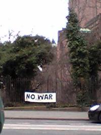 No War banner - Anglican cathedral