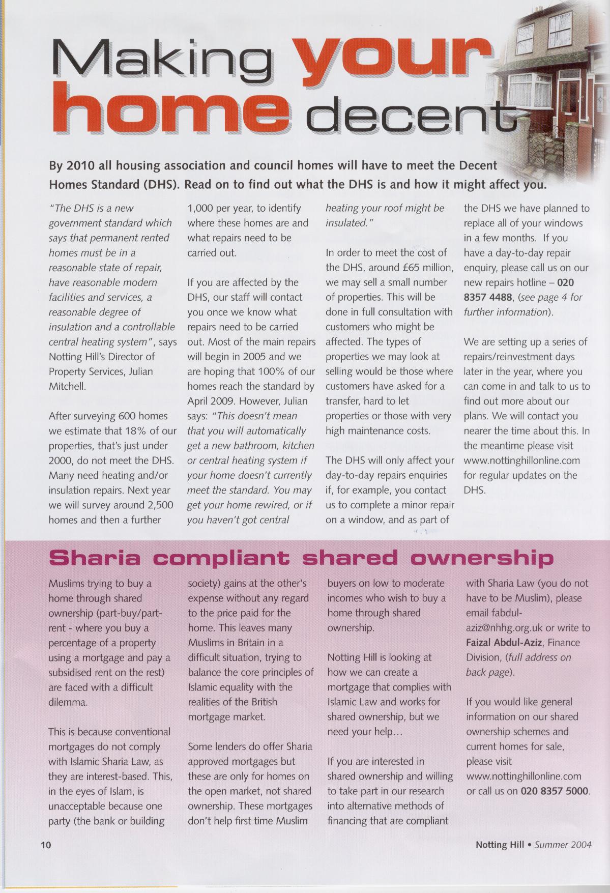 DECENT HOMES - COMPARE WITH NHHT HOMES!