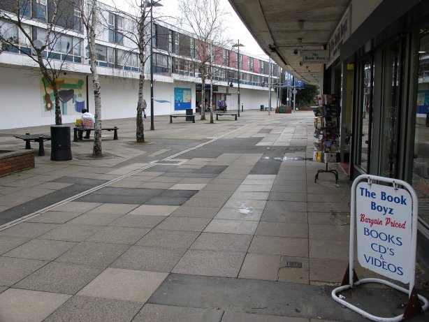 Farnborough - empty streets, boarded-up shops