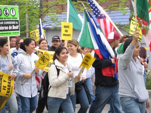 Many school children walked out as well as workers