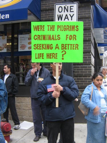One of many placards commenting on hypocrasy