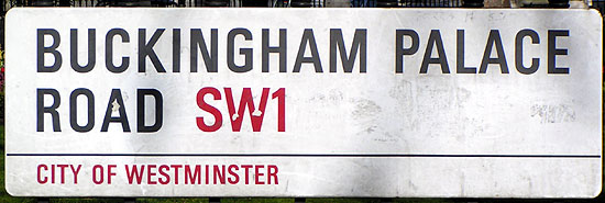 Buckingham Palace Road Sign Address of English Partnership HO