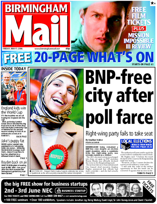 Salma Yaqoob wins for Respect in Birmingham