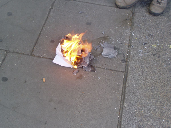 the burning document