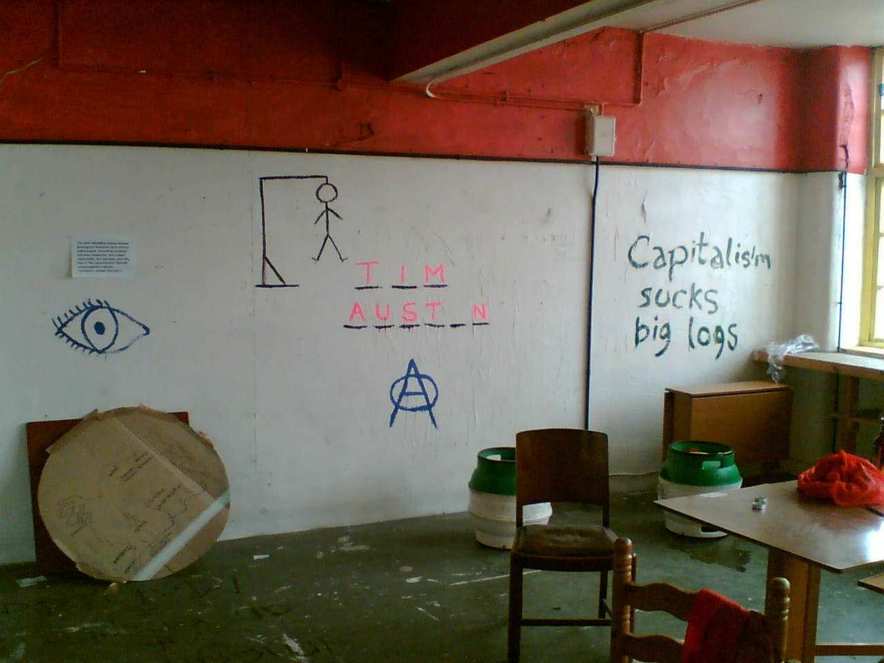 angry graffiti in the cafe