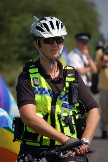 Police Cyclist (it's a torch not a camera on her helmet)