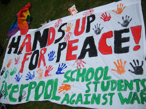 "Hands up for Peace!"