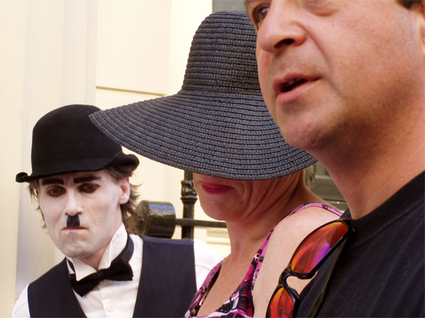 mark and charlie outside the station