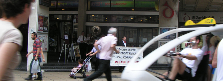 St David's Hall Cardiff Welsh Proms Main Entrance Picket for Help