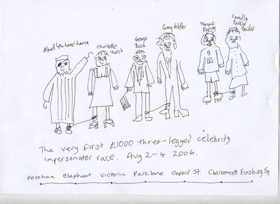 THE £1000 THREE-LEGGED CELEBRITY IMPERSONATOR RACE