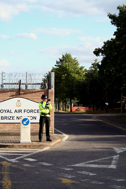 Police camerawoman, main gate