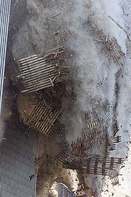 Collapse - Free Fall Columns Well Ahead of the "Roof"